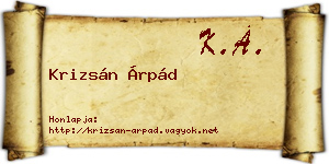 Krizsán Árpád névjegykártya
