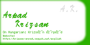 arpad krizsan business card